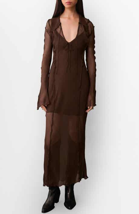 Claire Long Sleeve Sheer Maxi Dress