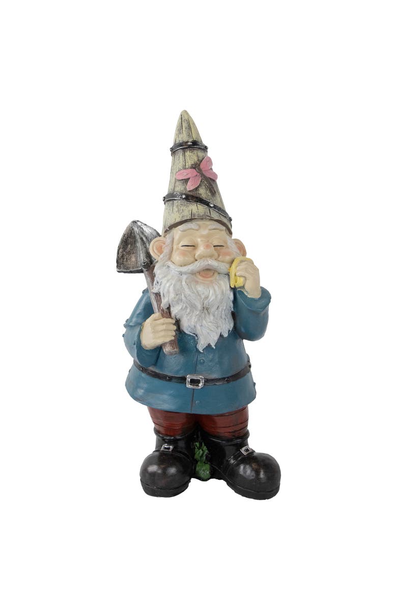 Northlight Gnome with Shovel Outdoor Garden Statue - 15.25", Main, color, Blue