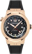 FERRAGAMO F-80 GMT Worldtime Silicone Strap Watch, 43mm