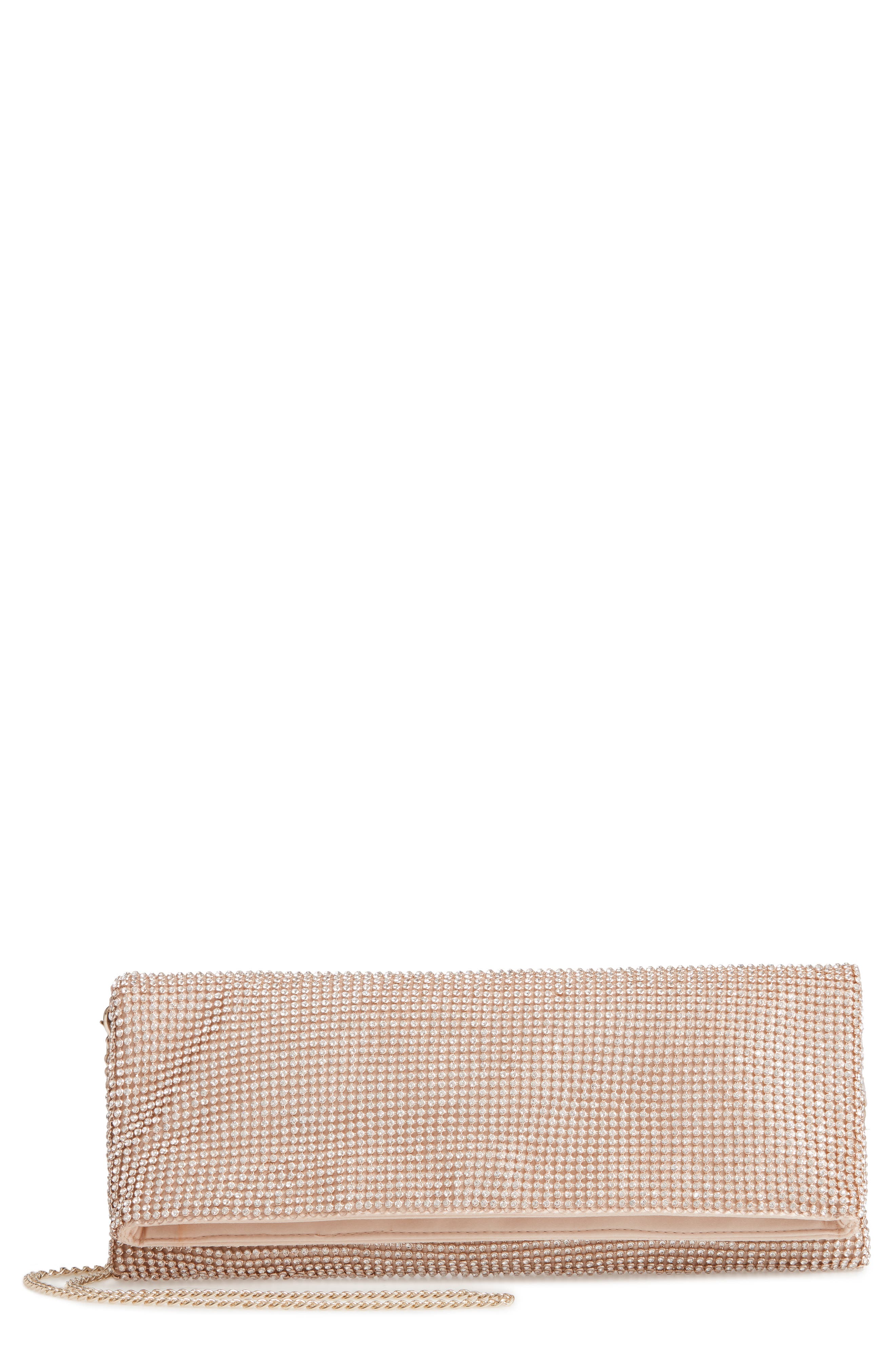 Nordstrom Crystal Mesh Foldover Clutch, Main, color, 
