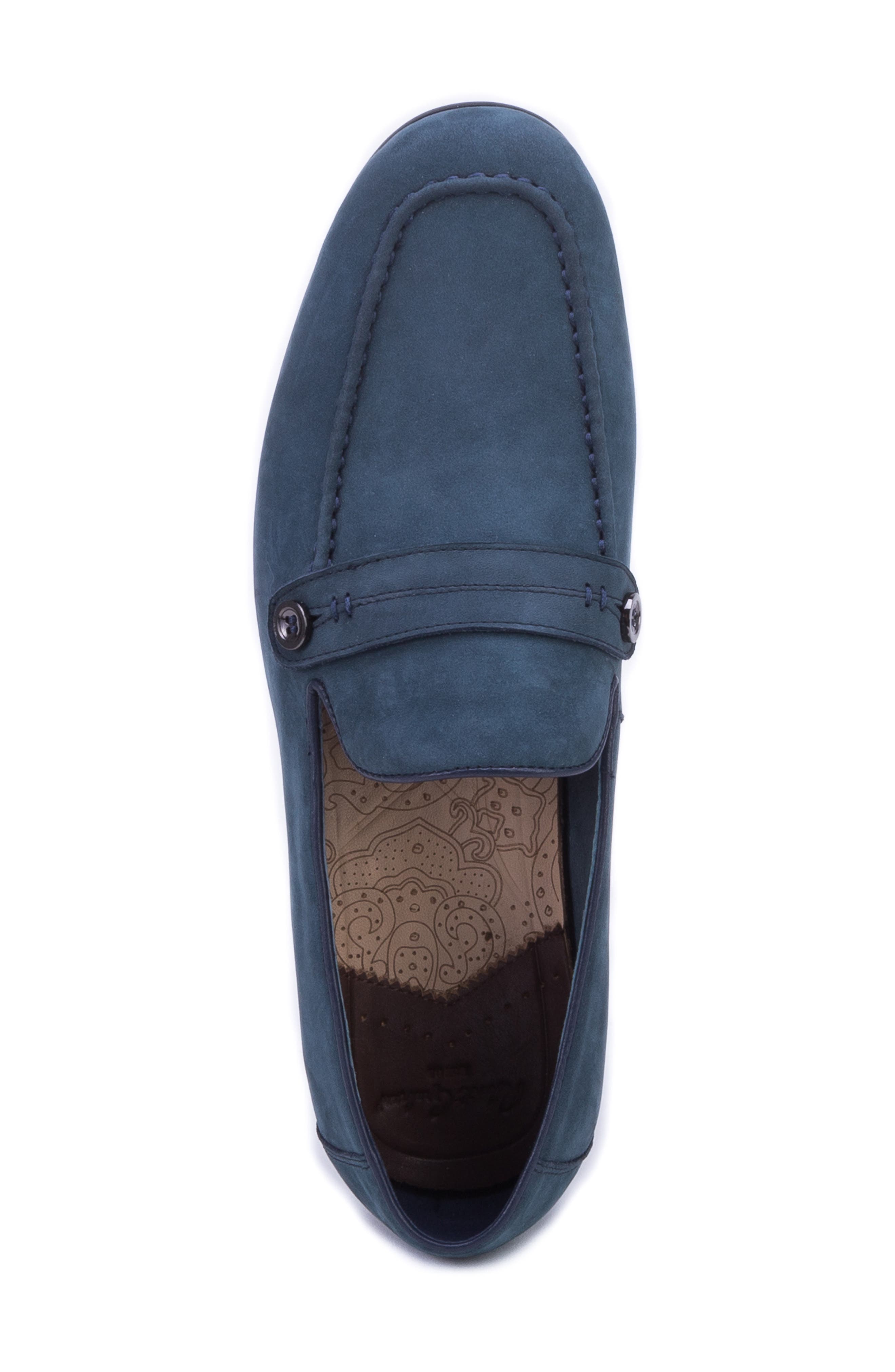 Norris Button Loafer, Alternate, color, BLUE LEATHER