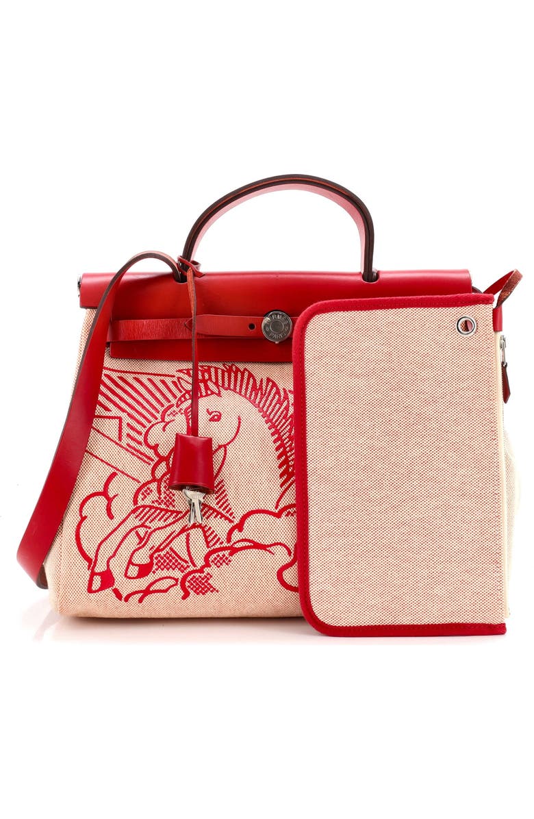 Pre-Owned Hermes Herbag Zip Pegase Pop Toile and Leather 31, Alternate, color, Rouge Piment