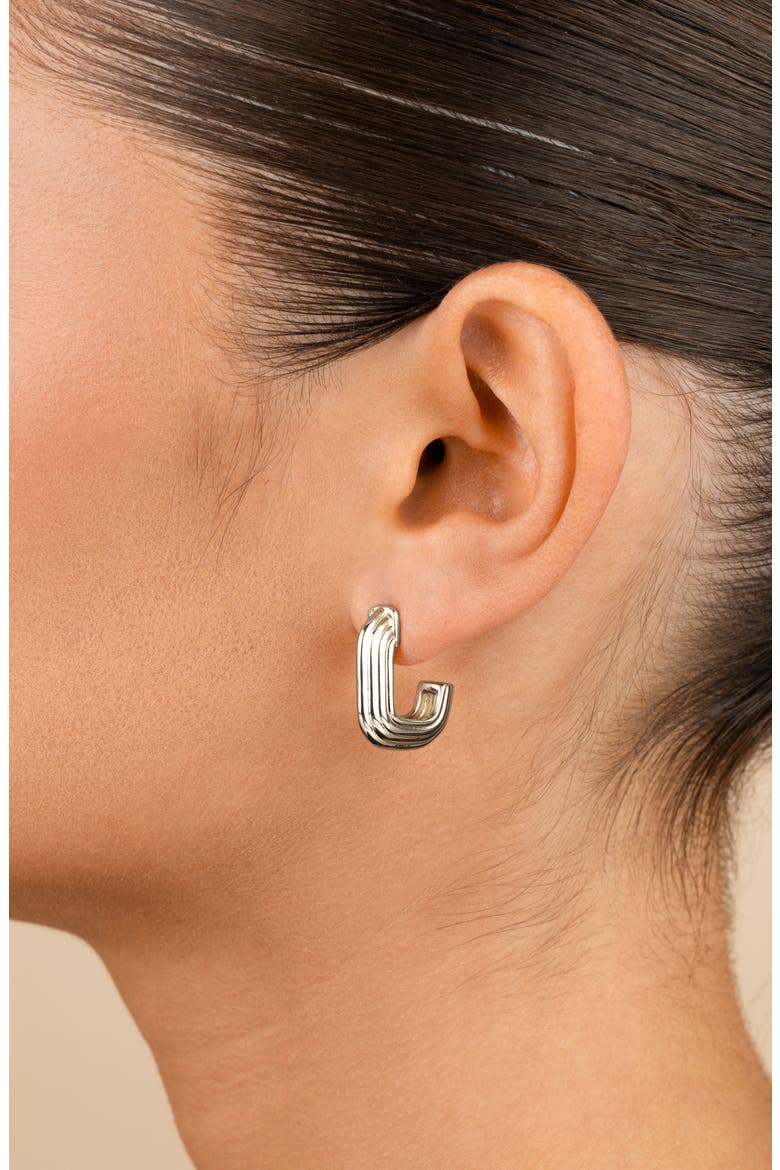 Briella Rib Hoop Earrings, Alternate, color, SILVER