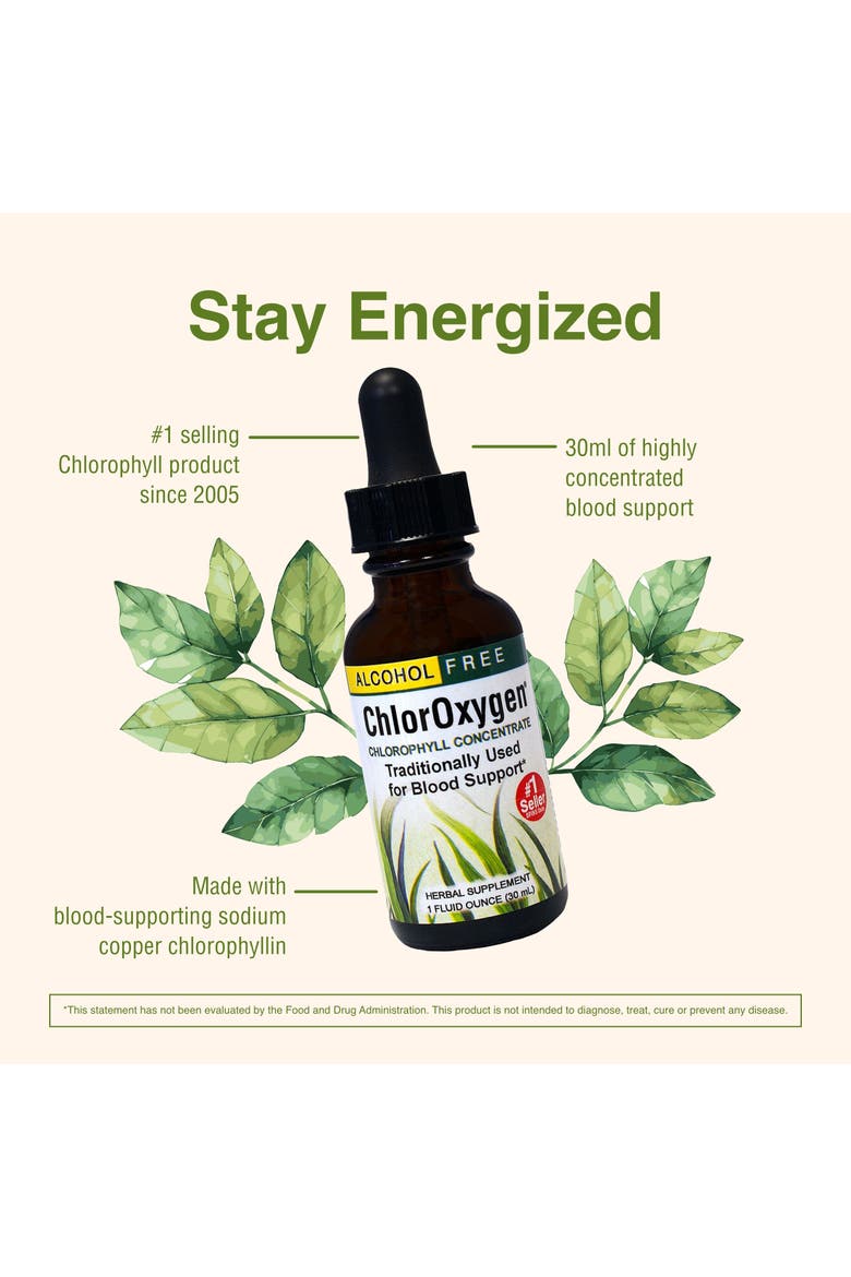 ChlorOxygen Chlorophyll Concentrate - Highly-Concentrated Energy Support - Aids Healthy Blood Circulation - Natural Vitality Support - Alcohol-Free - 1 fl oz, Alternate, color, No Color