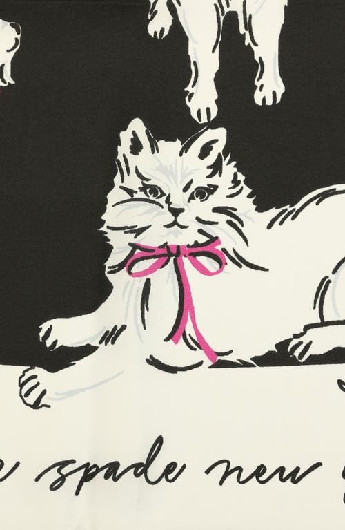 Kate Spade New York Pretty Kitty Silk Square Scarf In Black/cream