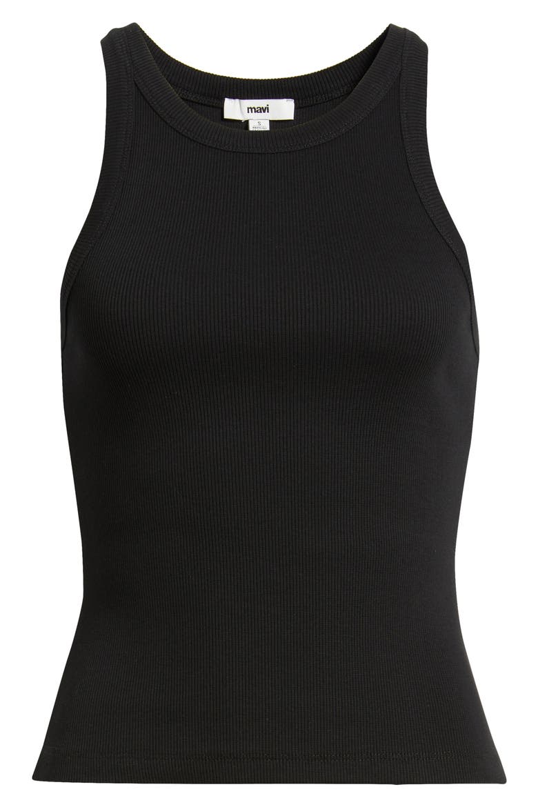 Rib Stretch Cotton Tank, Alternate, color, BLACK
