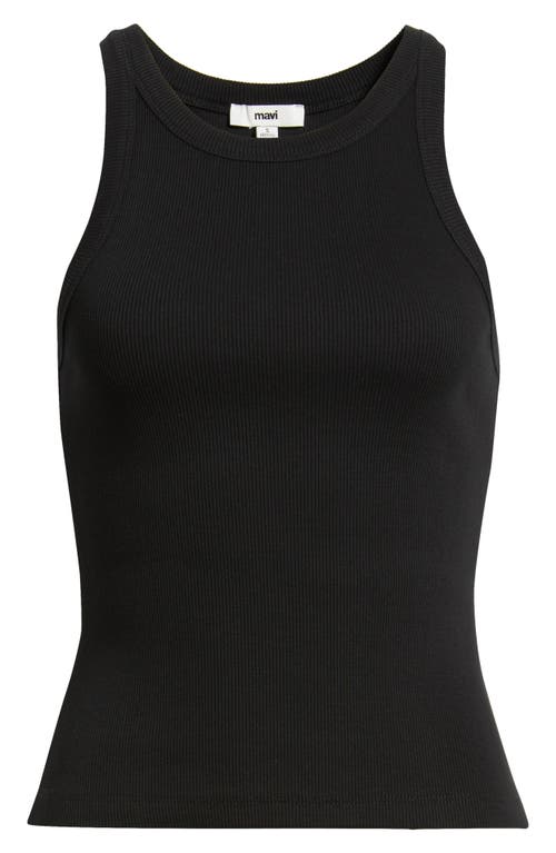 Mavi Jeans Rib Stretch Cotton Tank In Black