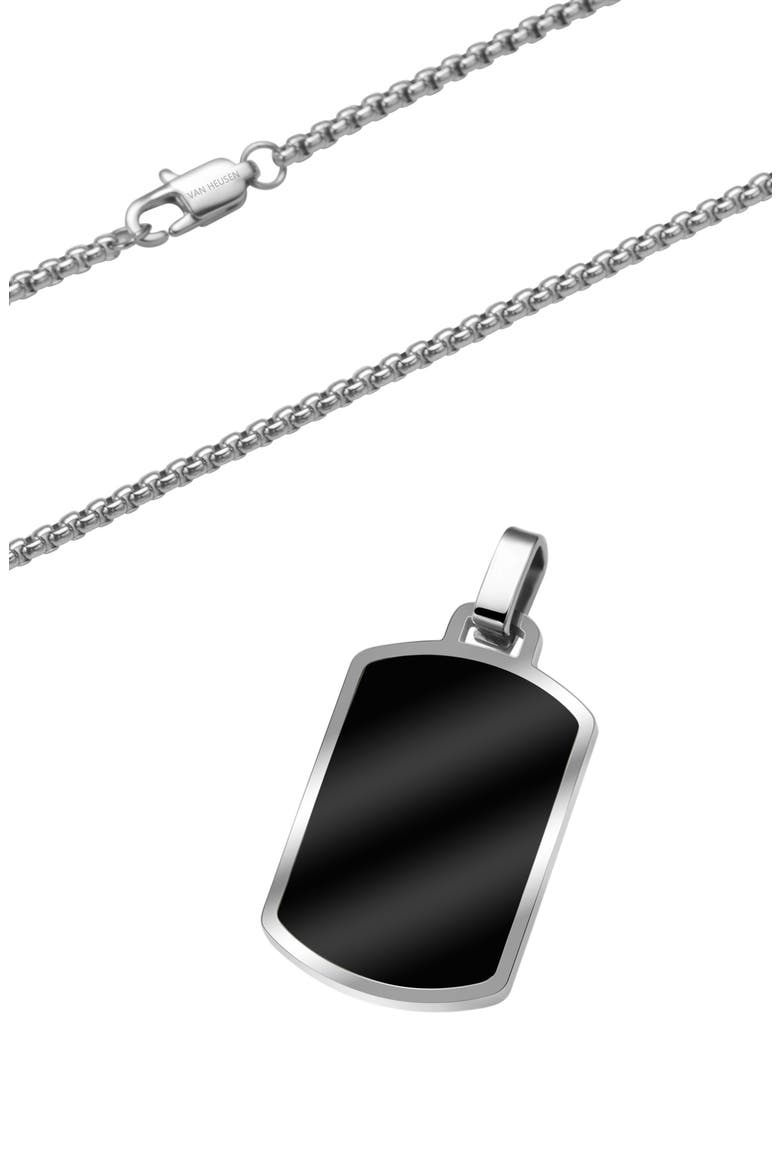 Men's Dog Tag Necklace, Alternate, color, BLACK