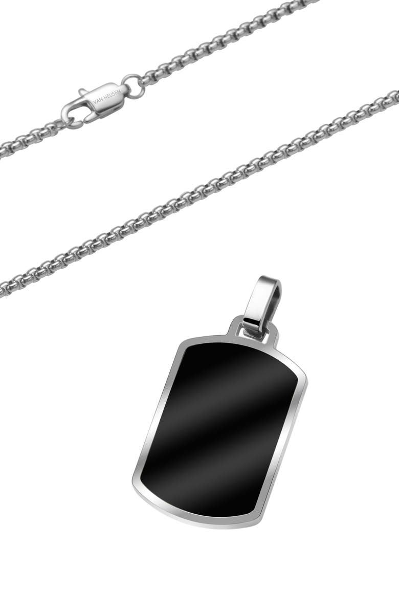 VAN HEUSEN Men's Dog Tag Necklace, Alternate, color, Black