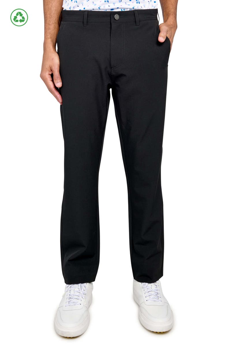 CONSTRUCT Regular Fit Solid Flat Front Recycled Performance Golf Pants, Main, color, Black