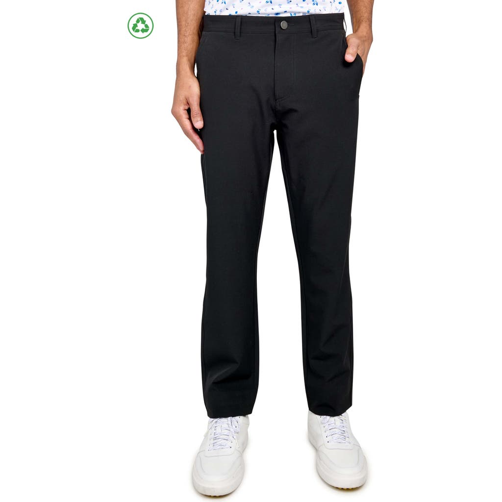 CONSTRUCT Regular Fit Solid Flat Front Recycled Performance Golf Pants in Black at Nordstrom, Size 38