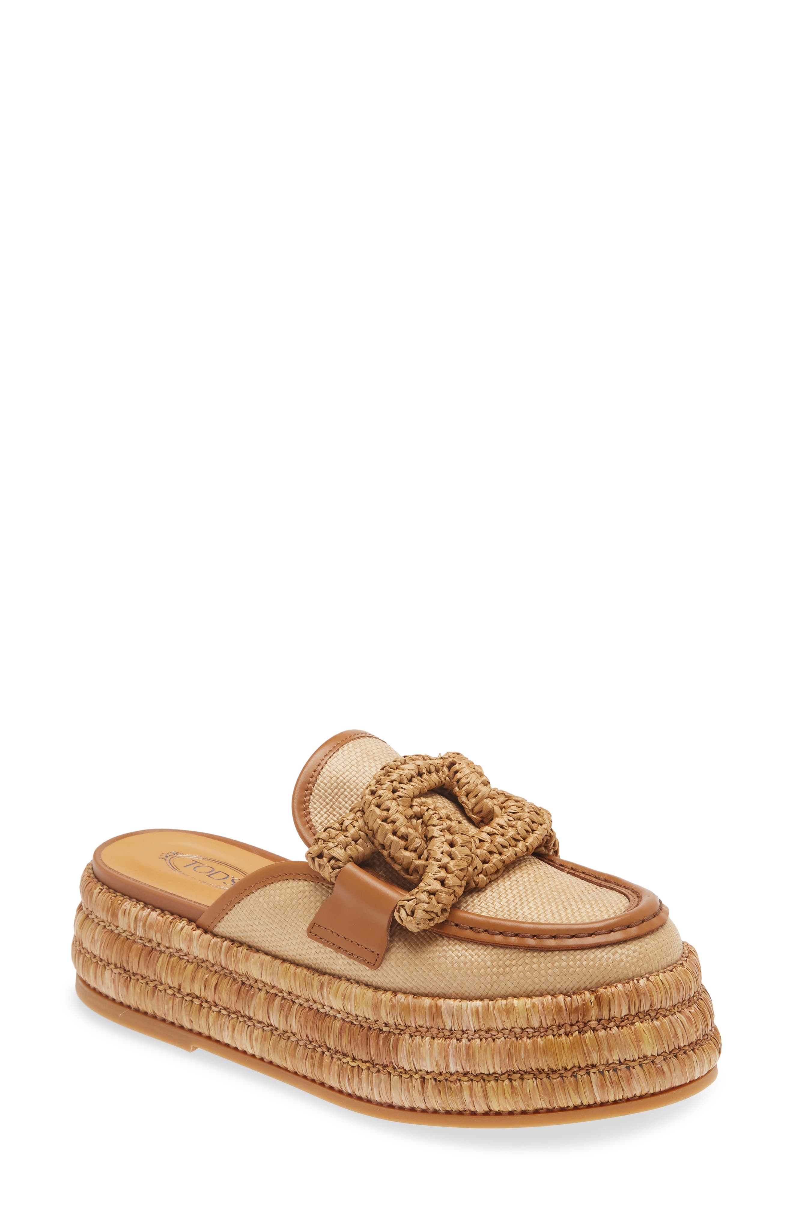 Tod's Kate Raffia Platform Mule, Main, color, 