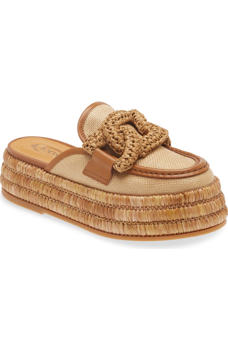 Tod's Kate Raffia Platform Mule, Main, color,
