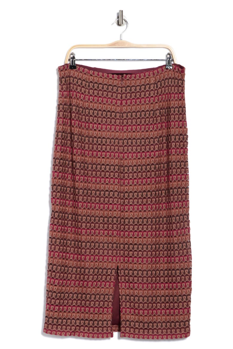 Crochet Stripe Midi Skirt, Alternate, color, BURGUNDY