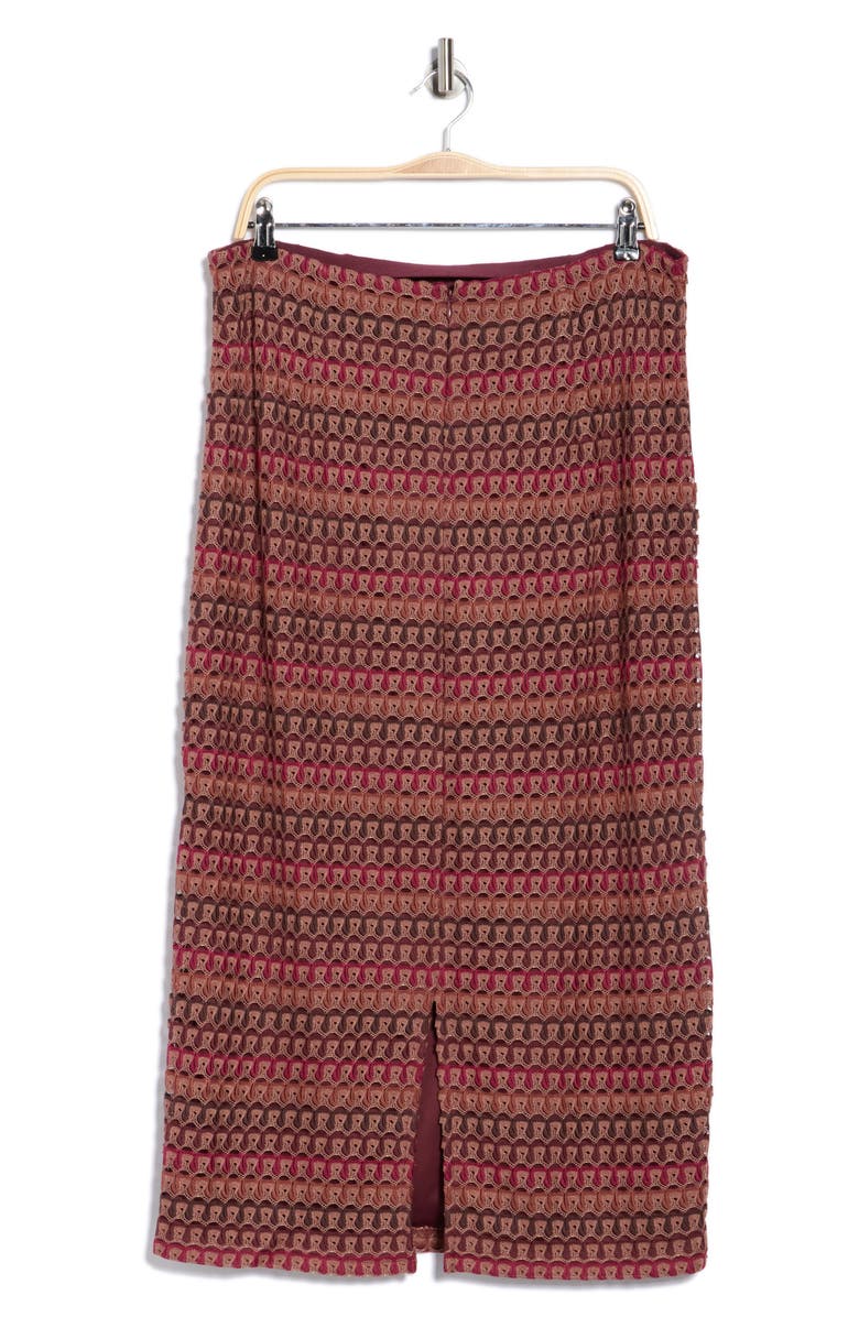 DR2 by Daniel Rainn Crochet Stripe Midi Skirt, Alternate, color, Burgundy