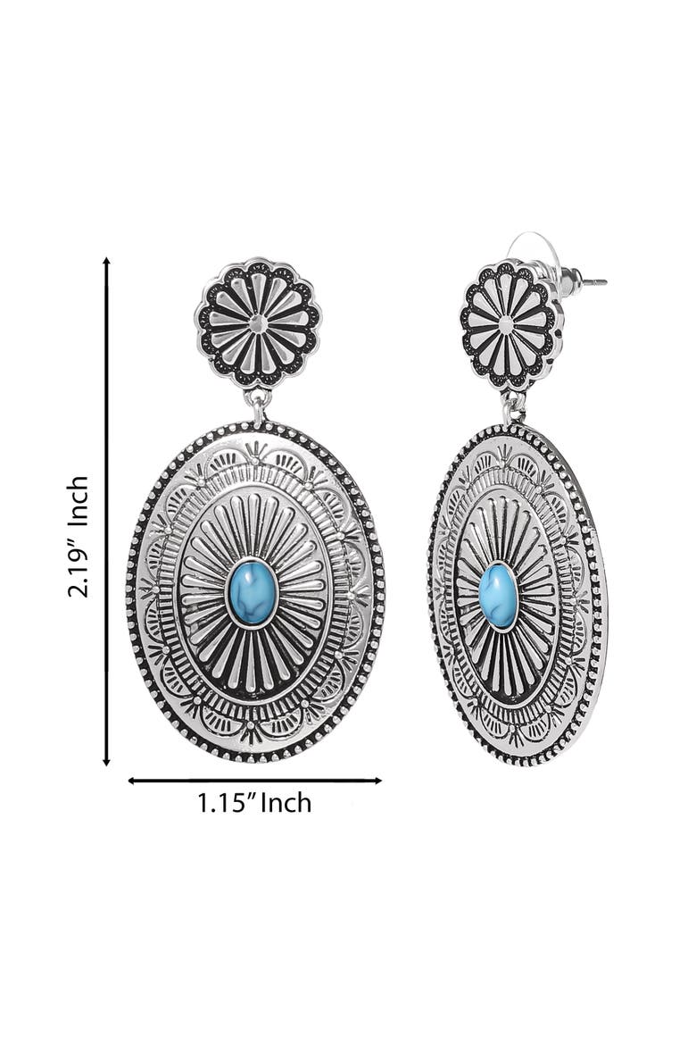 Western Round Concho Drop Earrings, Alternate, color, Silver