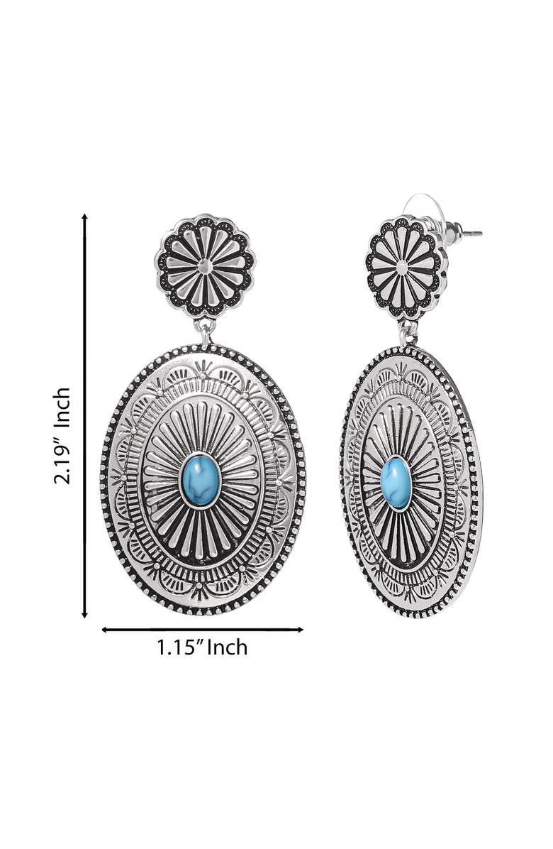 Jessica Simpson Western Round Concho Drop Earrings, Alternate, color, Silver