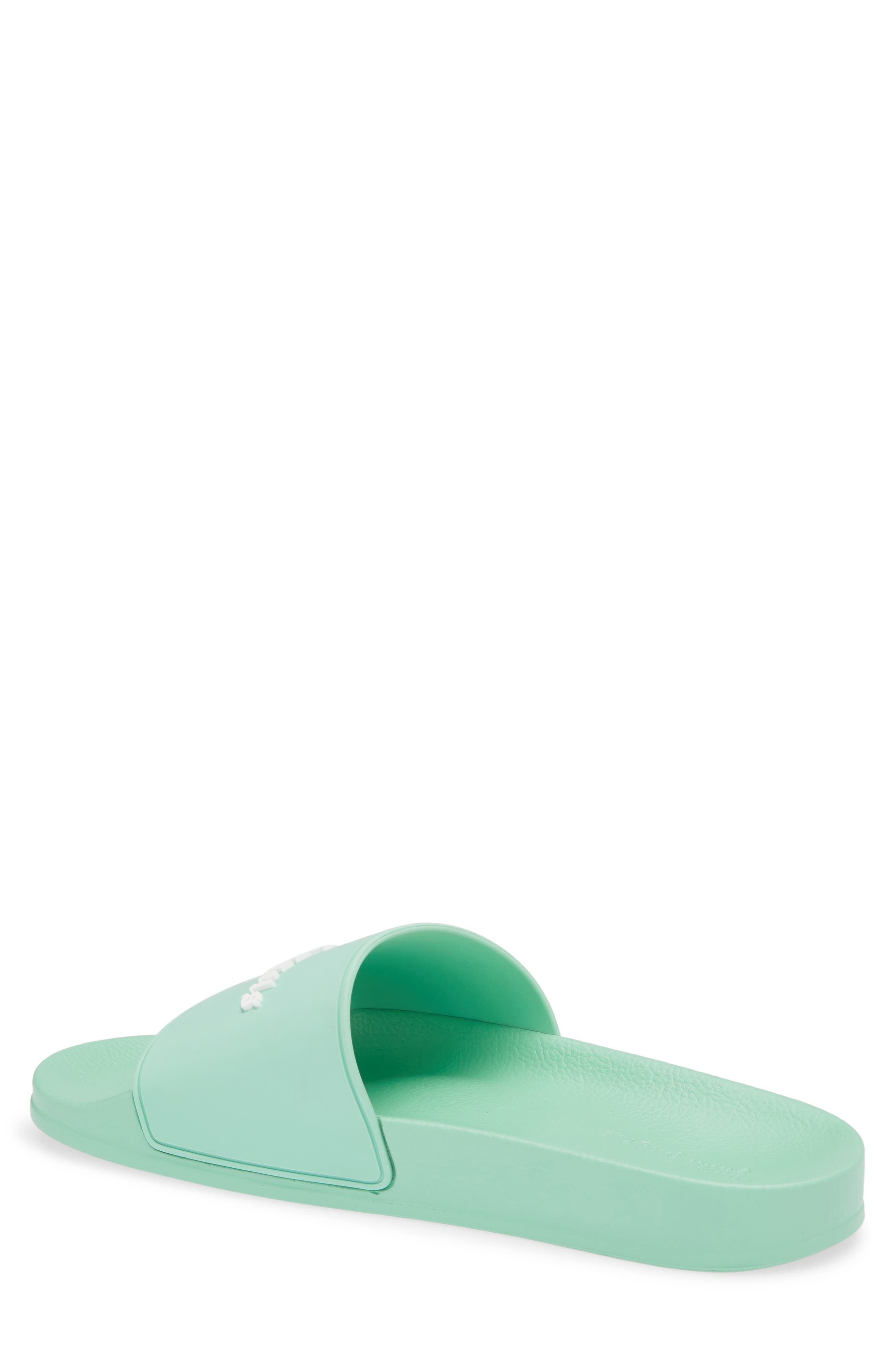 Palm Angels Logo Pool Slide Sandal, Alternate, color, Turquoise White