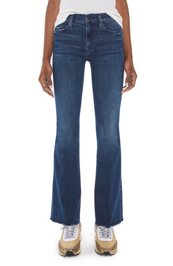 MOTHER MOTHER FRAY HEM BOOTCUT JEANS