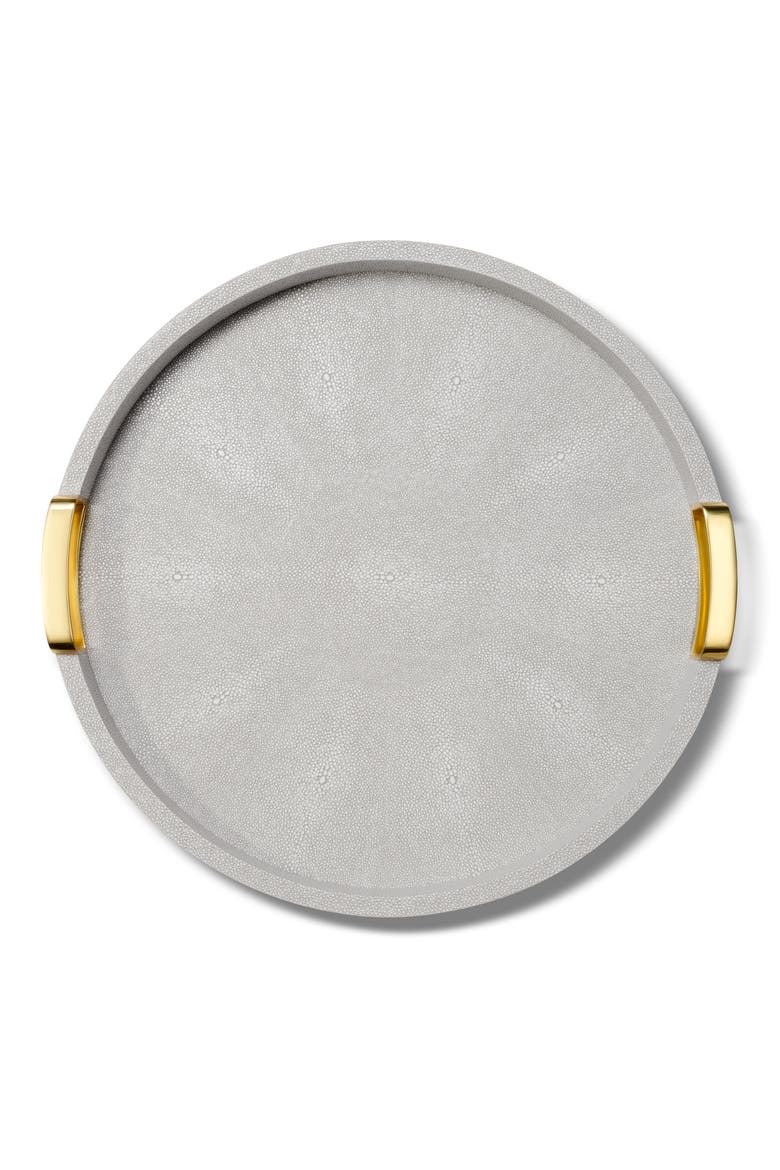 Carina Shagreen Small Round Tray, Alternate, color, DOVE