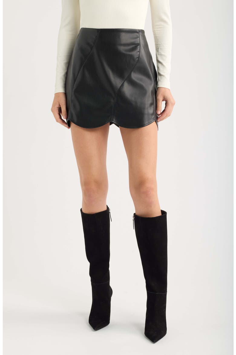 Aerosmith Faux Leather Miniskirt, Main, color, BLACK