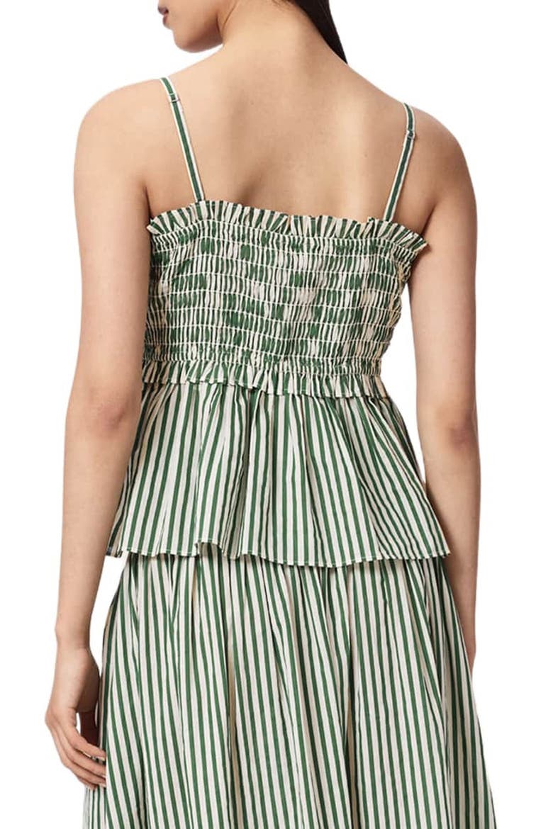 Kali Stripe Smocked Cotton Peplum Tank, Alternate, color, APPLE GREEN/ WHITE