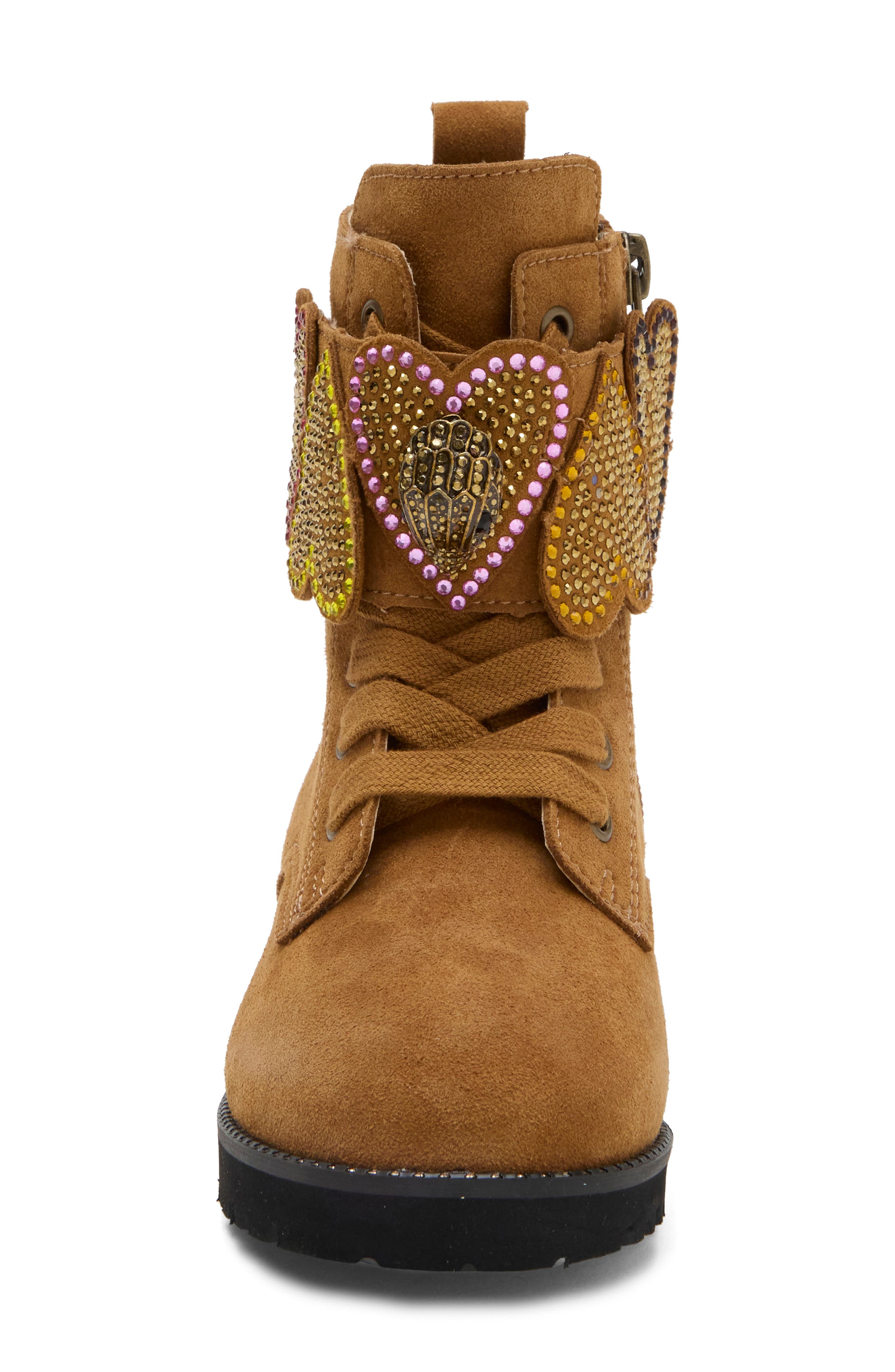 Kids' Min Heart Lace-Up Boot, Alternate, color, BROWN