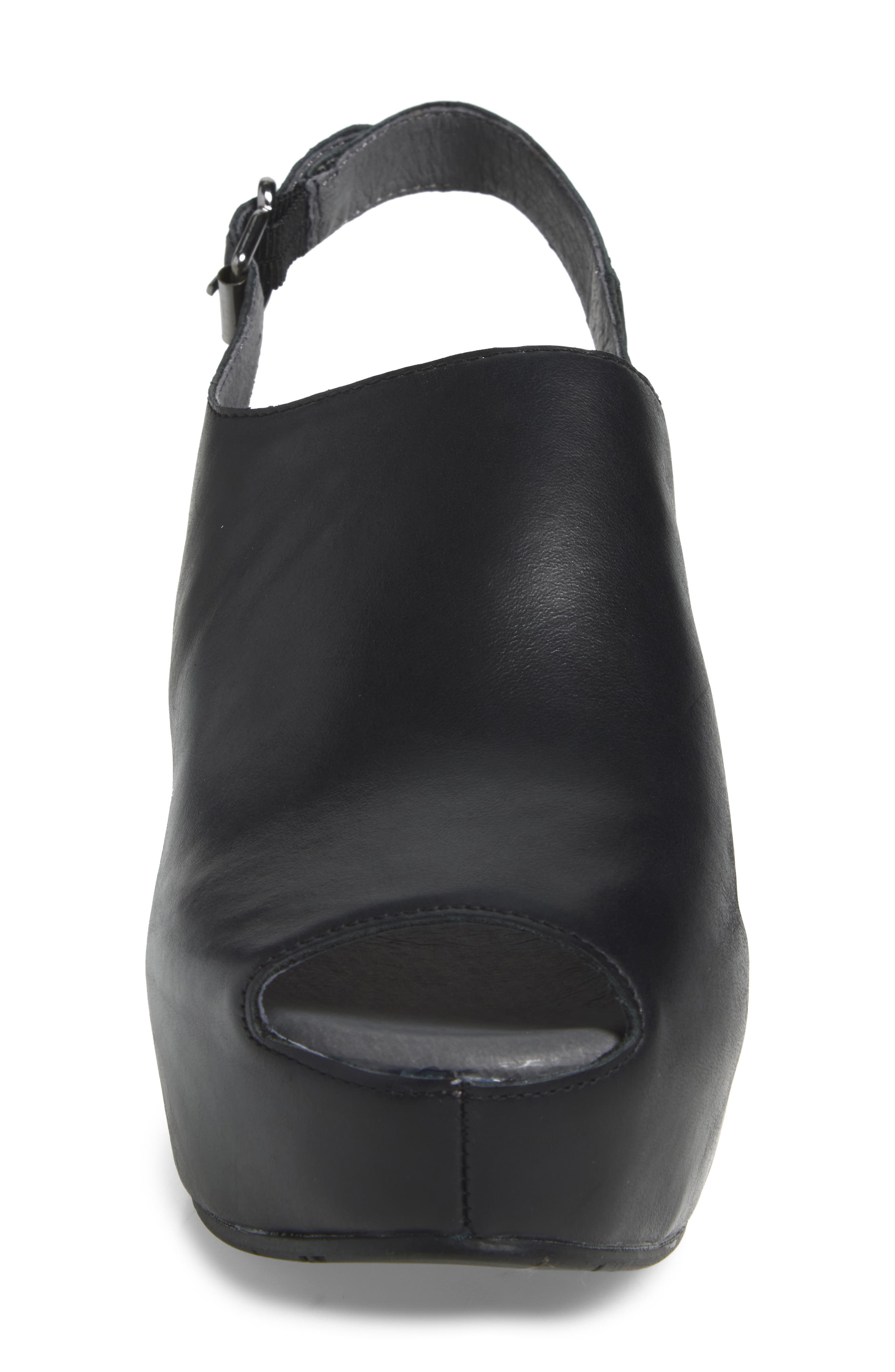 Waby Slingback Peep Toe Platform Wedge Mule, Alternate, color, BLACK LEATHER