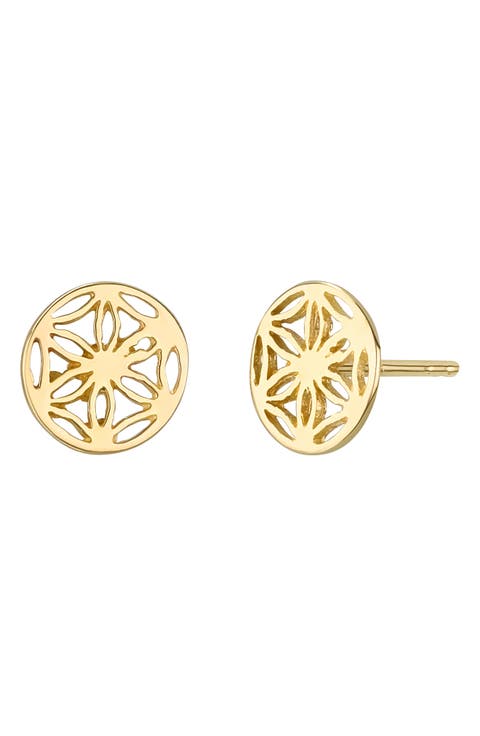 14K Gold Cutout Floral Stud Earrings (Online Trunk Show)
