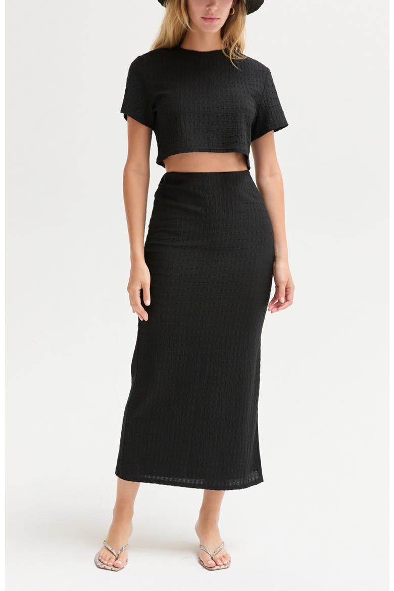 Textured Knit Two Piece Skirt Set, Main, color, Black