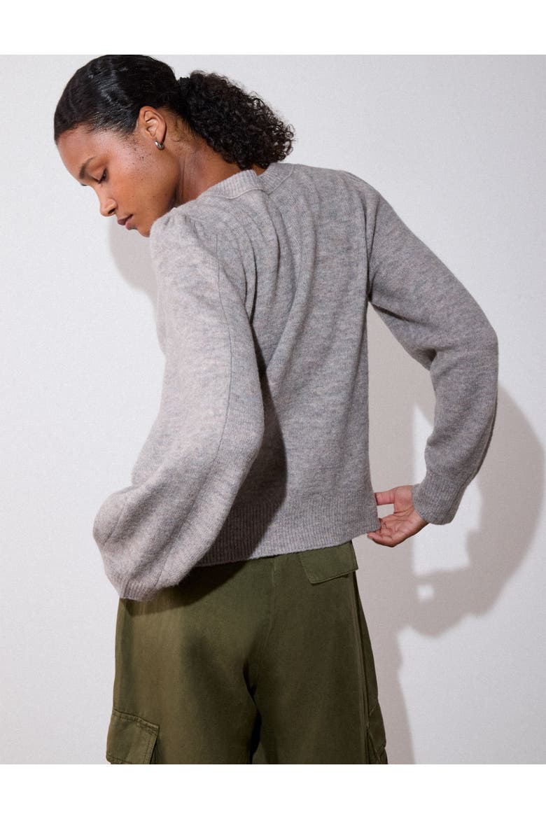 Wool Mix Puff Sleeve Cardigan, Alternate, color, Neutral