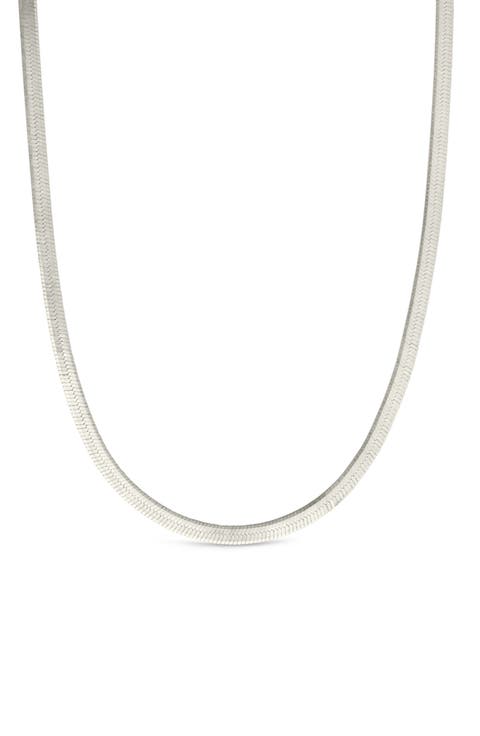 Sterling Silver Herringbone Chain Necklace