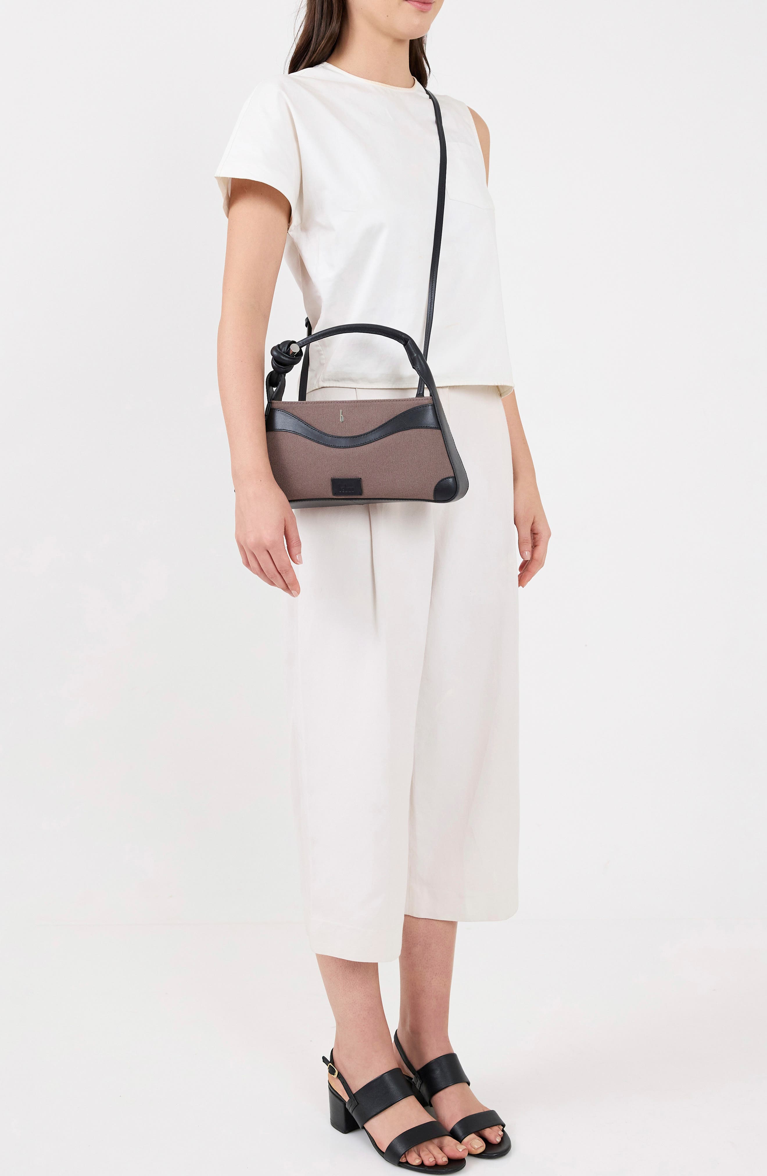 behno Melina Canvas Crossbody Satchel, Alternate, color, Cacao/ Black