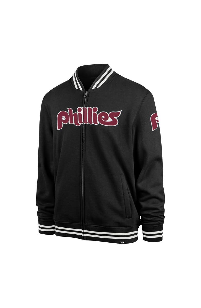 '47 Men's '47 Black Philadelphia Phillies Wax Pack Pro Camden Full-Zip Track Jacket, Alternate, color,