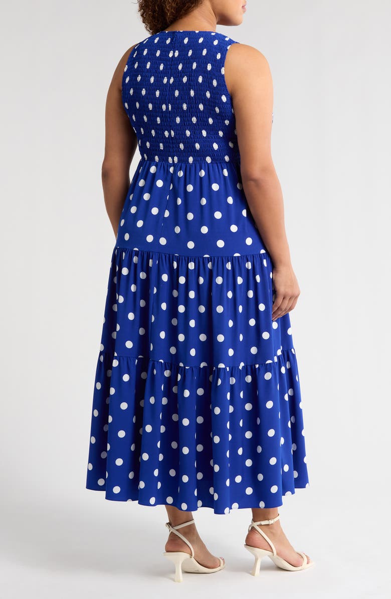 Anne Klein Polka Dot Print Sleeveless Tiered Maxi Dress, Alternate, color, 
