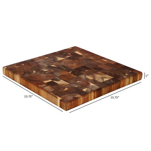 Megachef 13.75 Inch Square Thick Acacia Wood Serving Butcher Cutting Board In Brown
