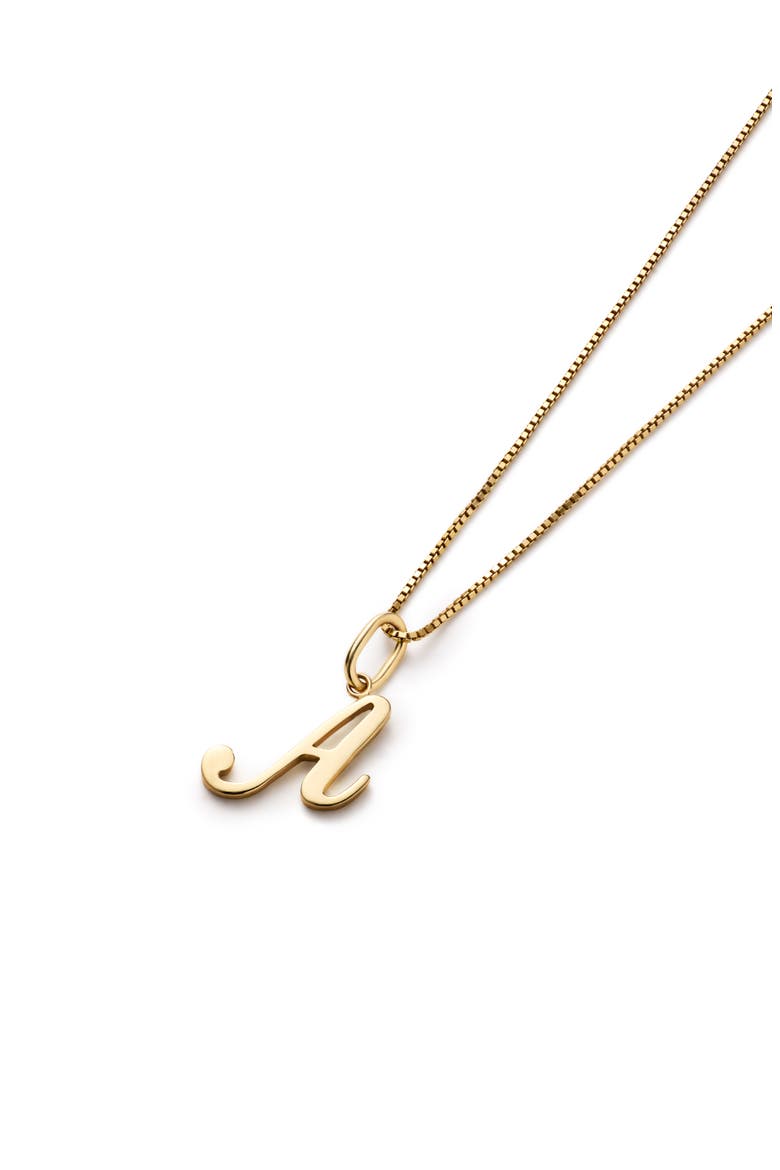 Solid Yellow Gold - Script Letter Necklace, Alternate, color, N