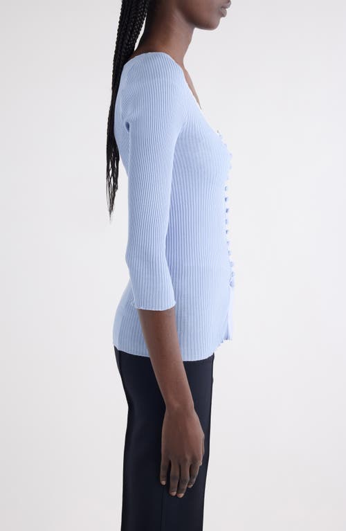 Chloé Three-quarter Sleeve Tubular Button-up Top In Blue