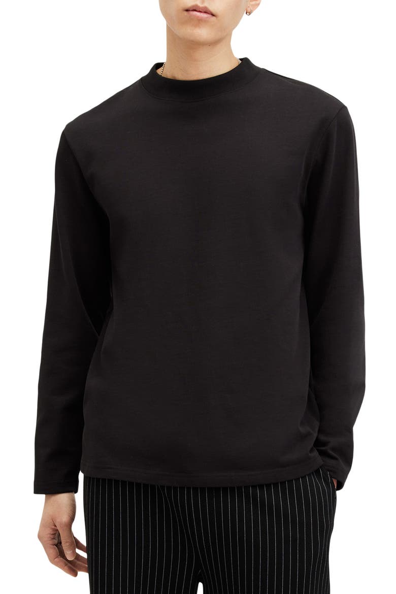 Long Sleeve Cotton T-Shirt, Main, color, JET BLACK