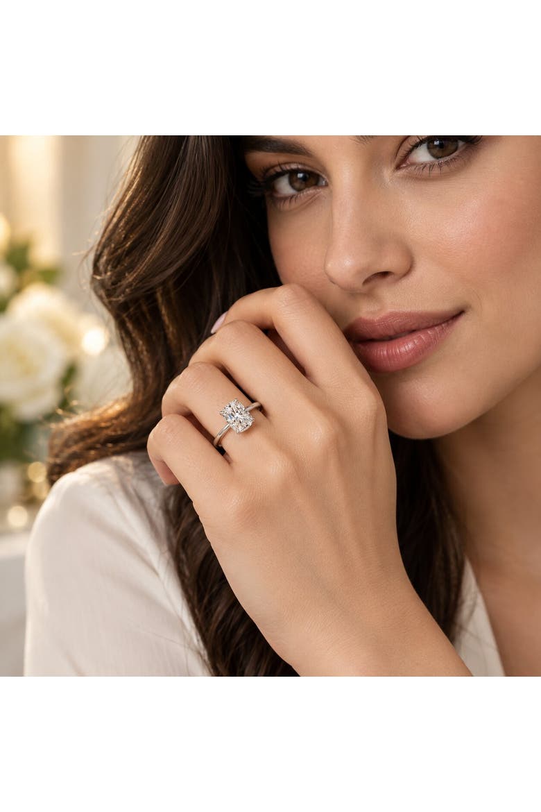 Certified 2Ct Cushion Hidden Halo Diamond Engagement Ring 14k Gold Lab Grown, Alternate, color, 14k Yellow Gold