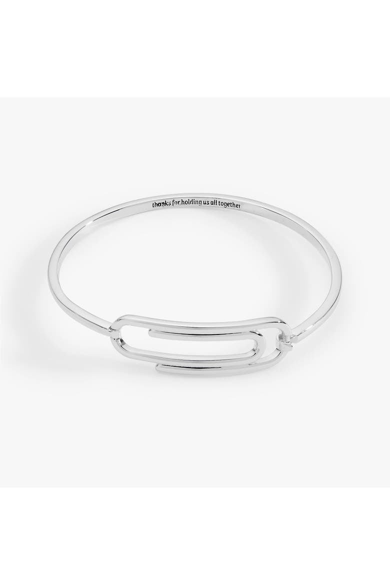 Thanks For Holding Us All Together' Paperclip Tension Bangle, Main, color, Silver