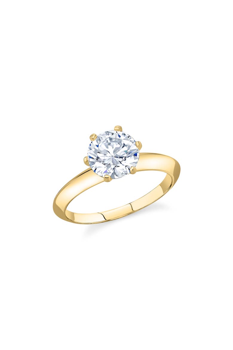 Brilliant Cut Cubic Zirconia Solitaire Ring, Main, color, GOLD