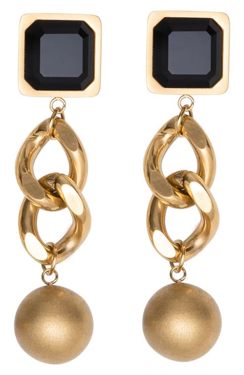 Geo Street Onyx Drop Earrings