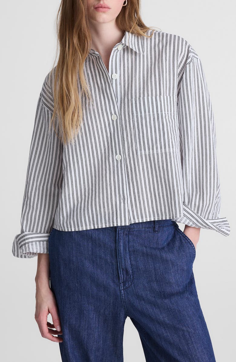 Madewell Straight Hem Linen & Cotton Button-Up Shirt, Main, color, White