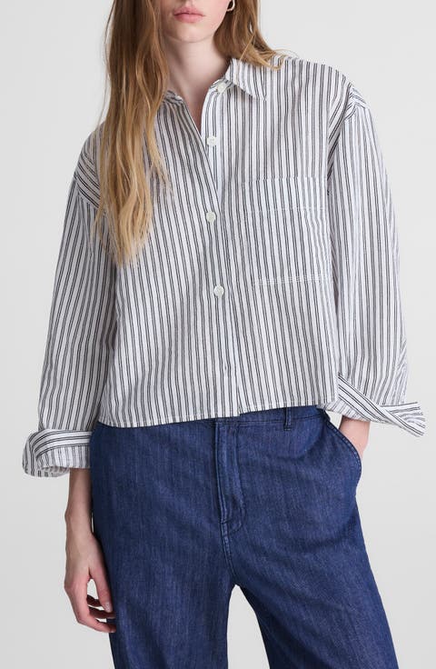 Straight Hem Linen & Cotton Button-Up Shirt