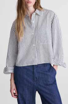 Straight Hem Linen & Cotton Button-Up Shirt