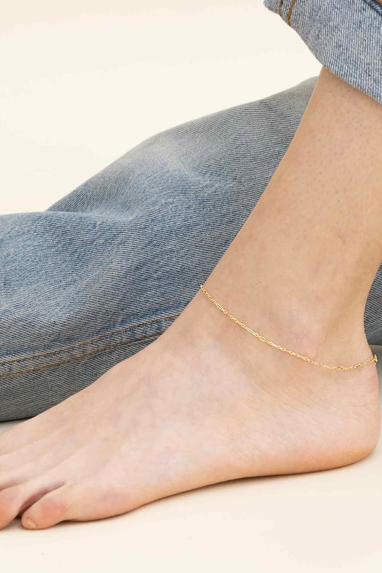 14K Yellow Gold All You Need Anklet, Alternate, color, Yellow Gold
