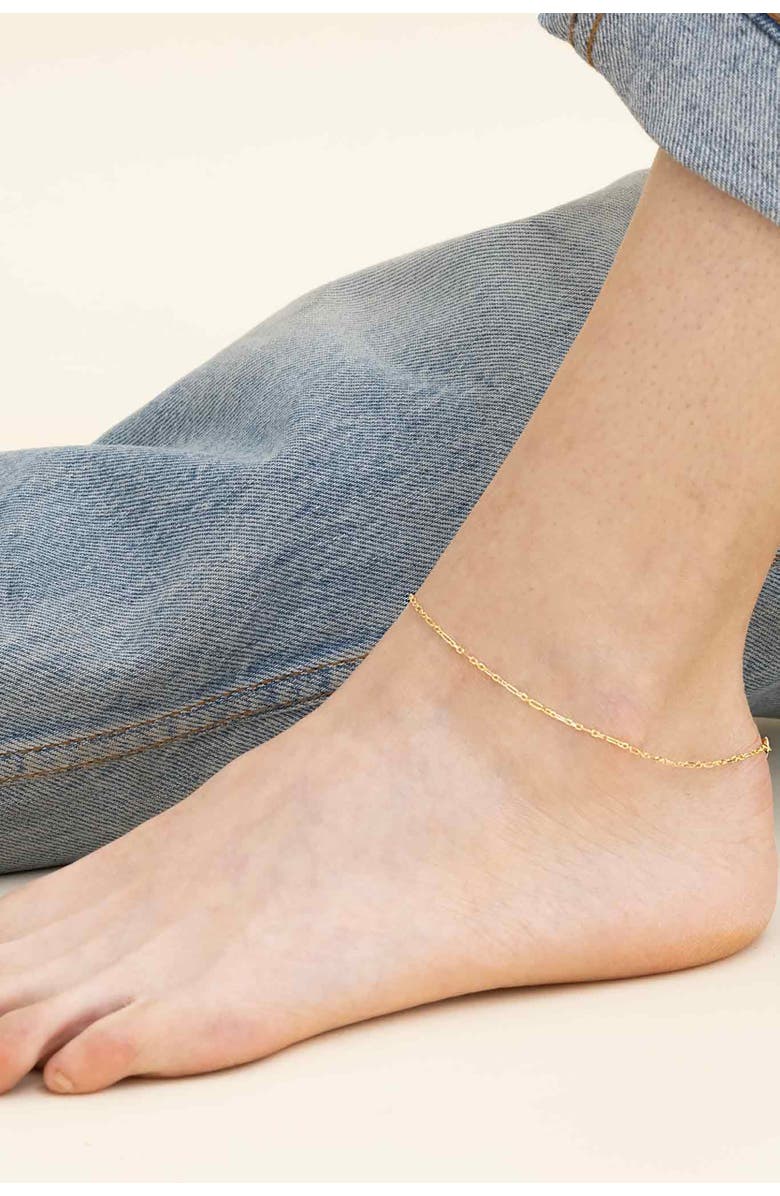 Oradina 14K Yellow Gold All You Need Anklet, Alternate, color, Yellow Gold