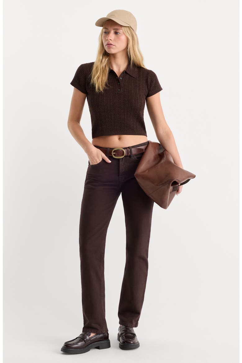 The Micro Cable Merino Wool Polo, Alternate, color, ESPRESSO