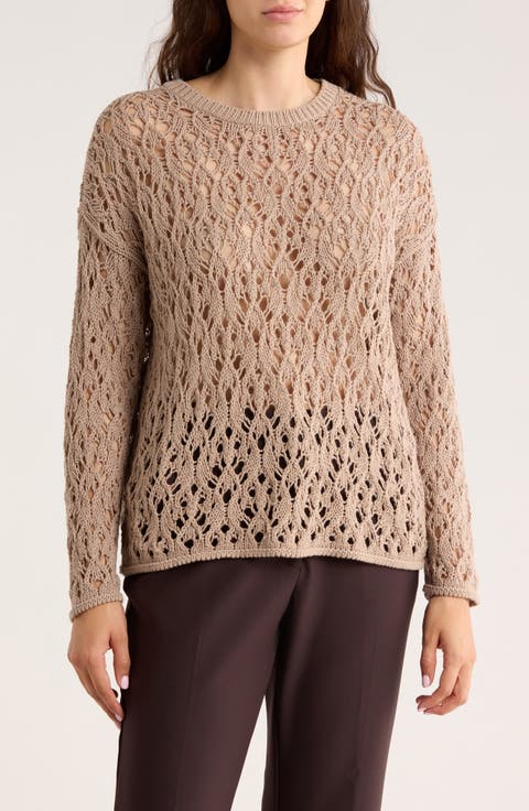 Open Stitch Organic Cotton Crewneck Sweater